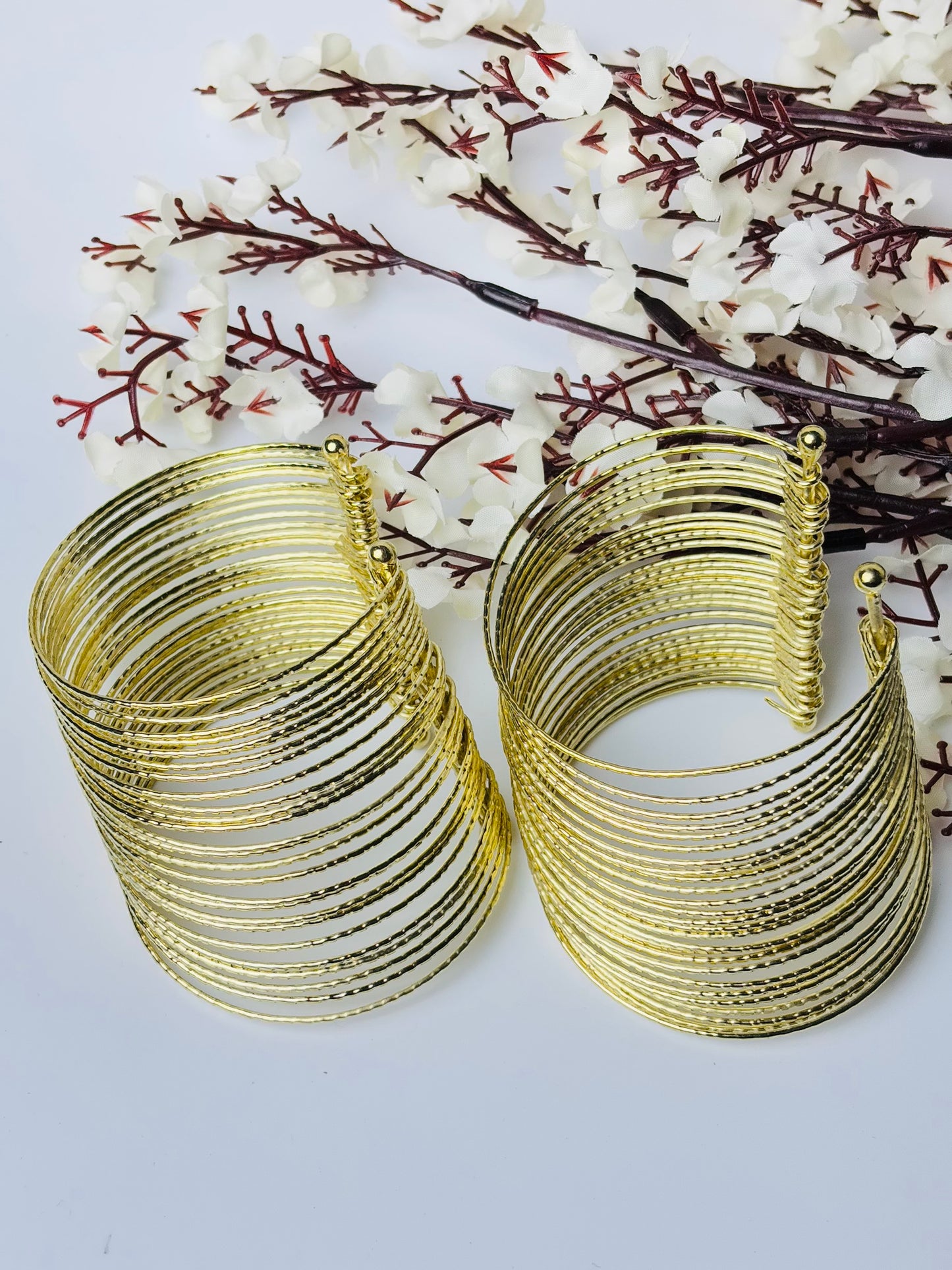 Set of 2 Trendy Multi-Layered Golden Coil Adjustable Bracelet