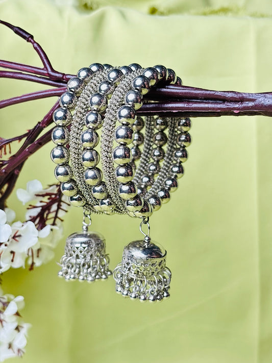 Silver Spiral Bracelet with Small jhumki