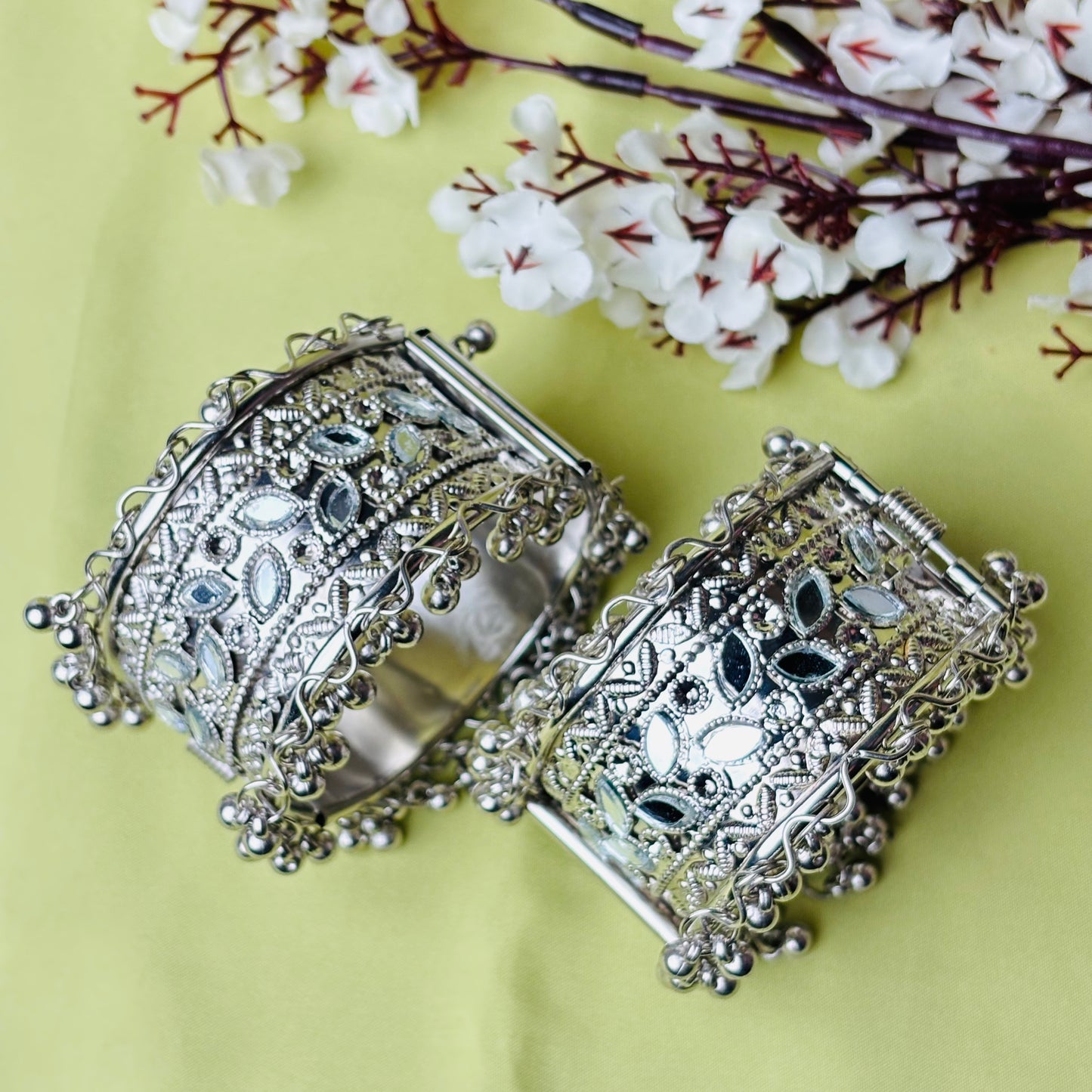 Ethnic Oxidised Silver Kada Bracelet