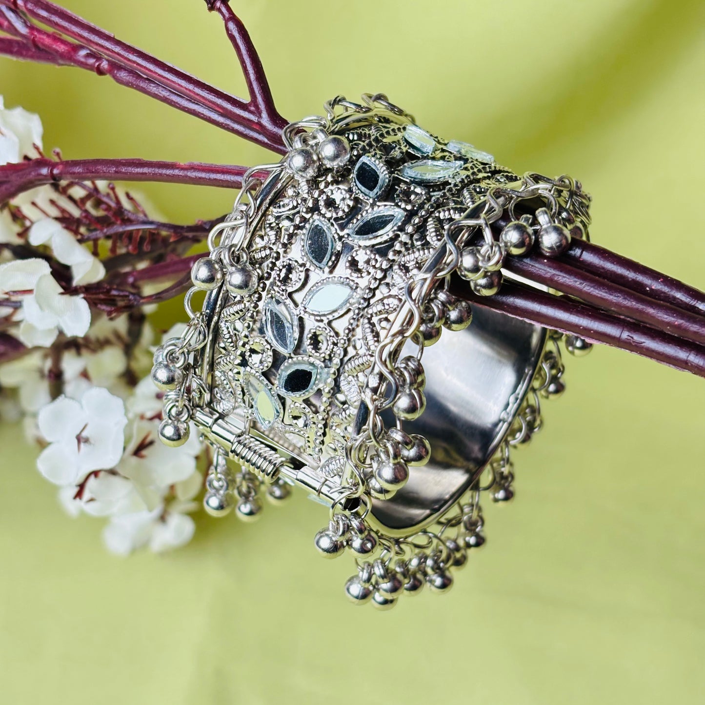 Ethnic Oxidised Silver Kada Bracelet